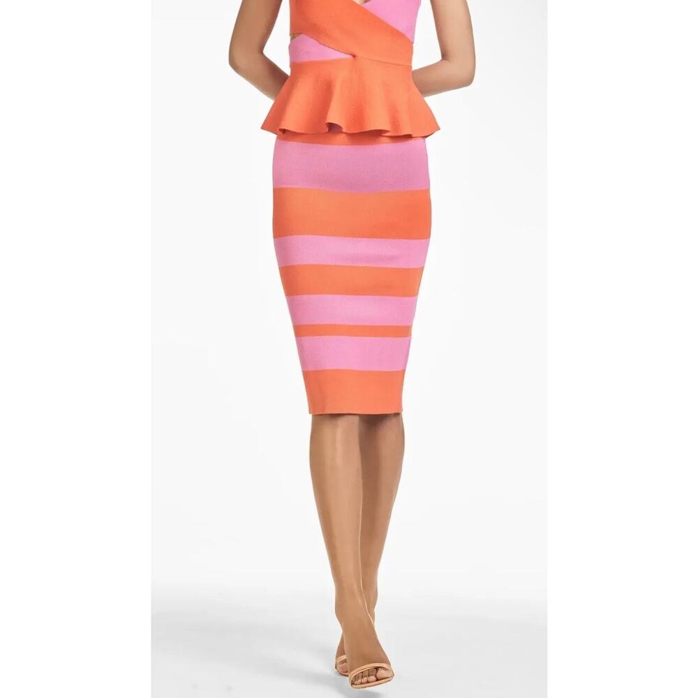 NWT Sachin & Babi Carson Pink Orange Knit Fitted Midi Skirt Size S
